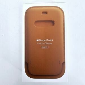 Genuine iPhone 12 mini Leather Sleeve MagSafe Saddle BROWN Phone case w/ Strap